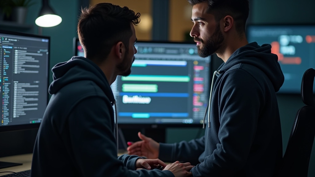 Designer analisando timeline de animação em monitor de computador com gráficos de movimento e easing curves visíveis
