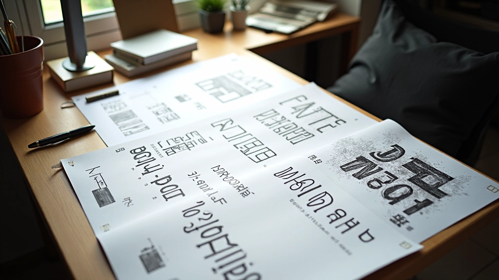 Workspace com sketches e wireframes de animação dispostos em mesa de design com anotações de timing e notas de direção criativa